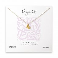 open w necklace, gold dipped -18 inches