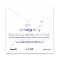 learning to fly sterling silver necklace with sweet butterfly