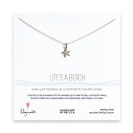 life's a beach sterling silver necklace with starfish - 18 inches