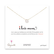 i love mom gold dipped necklace with large white pearl