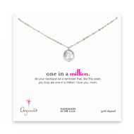 one in a million mom gold dipped necklace with white round pearl