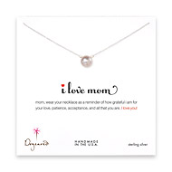 i love mom sterling silver necklace with large white pearl