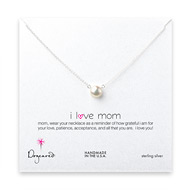 I love mom large white pearl necklace, sterling silver