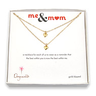 me and mom gold dipped necklaces with cupid hearts