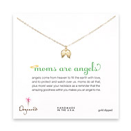 moms are angels gold dipped necklace with angel wings