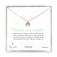 moms are angels gold dipped necklace with angel wings