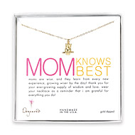 mother knows best gold dipped necklace with large owl charm