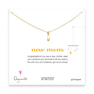 new mom necklace with gold dipped safety pin