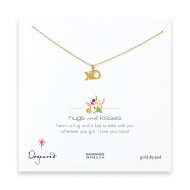 hugs and kisses necklace, gold dipped