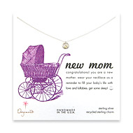 sterling silver new mom necklace with mini karma ring, gold dipped disco bead