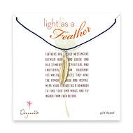 light as feather medium gold dipped feather on navy waxed cotton