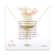 light as a feather medium gold dipped sideways feather necklace