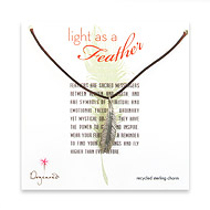 light as a feather medium sterling silver feather necklace on teak leather cord