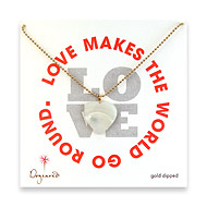 love large mother of pearl heart necklace on gold dipped ball chain
