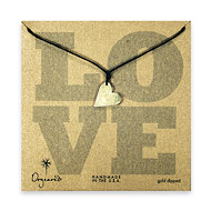 gold dipped love sideways large heart necklace with chocolate waxed cotton - 24 inch