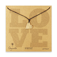 gold dipped love sideways large heart necklace with chocolate waxed cotton - 24 inch