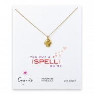love collection flower skull necklace, gold dipped