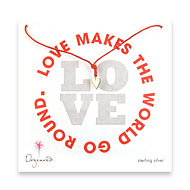 sterling silver love makes the world go round necklace on red waxed cotton
