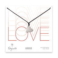sterling silver love large sideways heart necklace with black waxed cotton