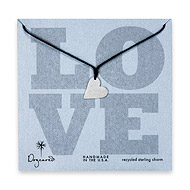 sterling silver love large sideways heart necklace with black waxed cotton