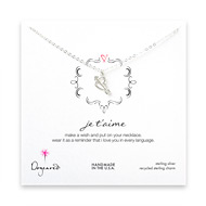 je t'aime sterling silver necklace
