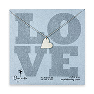 sterling silver love sideways large heart necklace - 24 inch