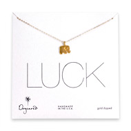 modern word luck gold dipped elephant necklace - 20 inches