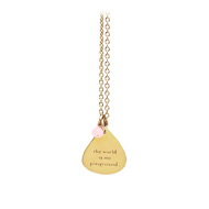 the world is my playground mantra necklace with pink jade bead