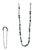 not to worry scattered ebony bead necklace with black silk tie - 60 inch