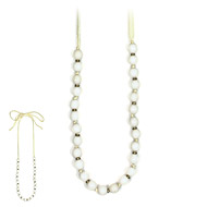 not to worry ivory bead necklace with ivory silk tie - 36 inch