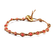 leather collection coral and braided leather bracelet