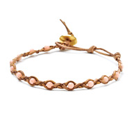 leather collection pink coral and braided leather bracelet