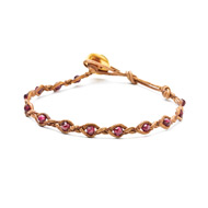 leather collection garnet and braided leather bracelet
