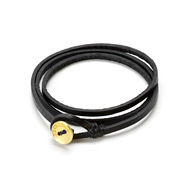 friendship triple wrap black leather bracelet