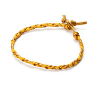 friendship honey leather and burnt orange silk bracelet