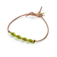 friendship twisted teak leather bracelet with olive beads