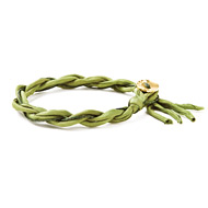 olive silk twist bracelet with gold dipped button closure
