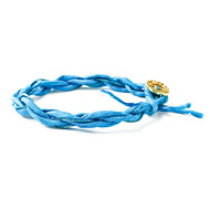 turquoise silk twist bracelet with gold dipped button closure