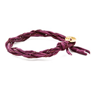 eggplant silk twist bracelet with gold dipped button closure