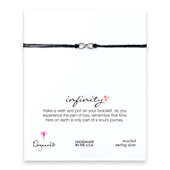 infinity sterling silver bracelet on black irish linen