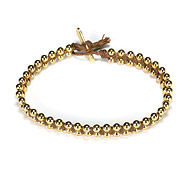 sparkle macrame bracelet with parallel brass beads on tobacco irish linen