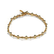 sparkle macrame bracelet with scattered brass beads on natural irish linen