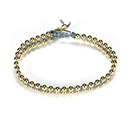sparkle macrame bracelet with parallel brass beads on pebble irish linen