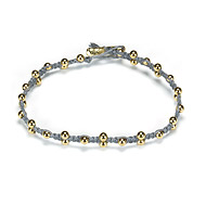 sparkle macrame bracelet with scattered brass beads on pebble irish linen