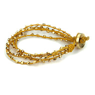 100 good wishes mustard irish linen bracelet with brass beads