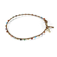 kitchen sink mini multi bead single strand bracelet on tobacco irish linen