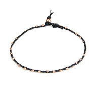 sparkle twisted strand rose gold dipped bracelet on navy irish linen