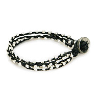 100 good wishes black irish linen bracelet with silver dipped beads