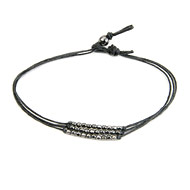 charcoal sparkle bracelet, black irish linen
