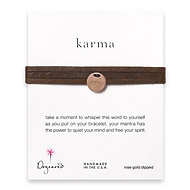 karma mantra rose gold dipped java leather wrap